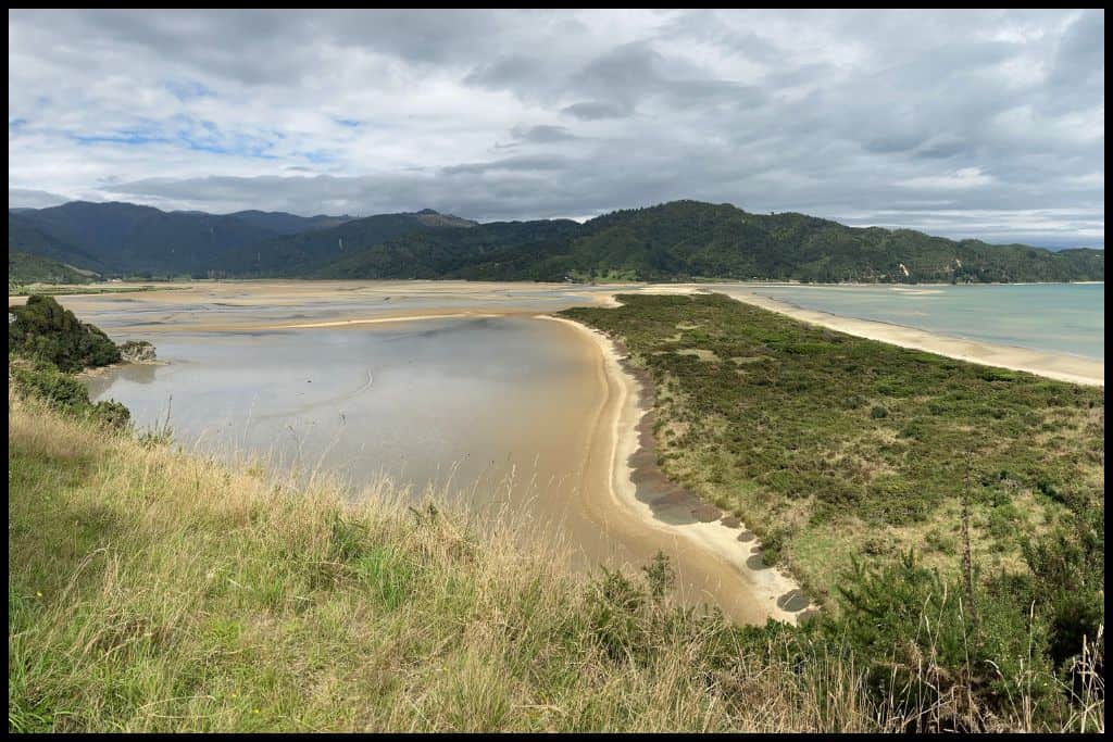 Scenic shot of Wainui Inlet, the endpoint of the Abel Tasman Coastal Track.