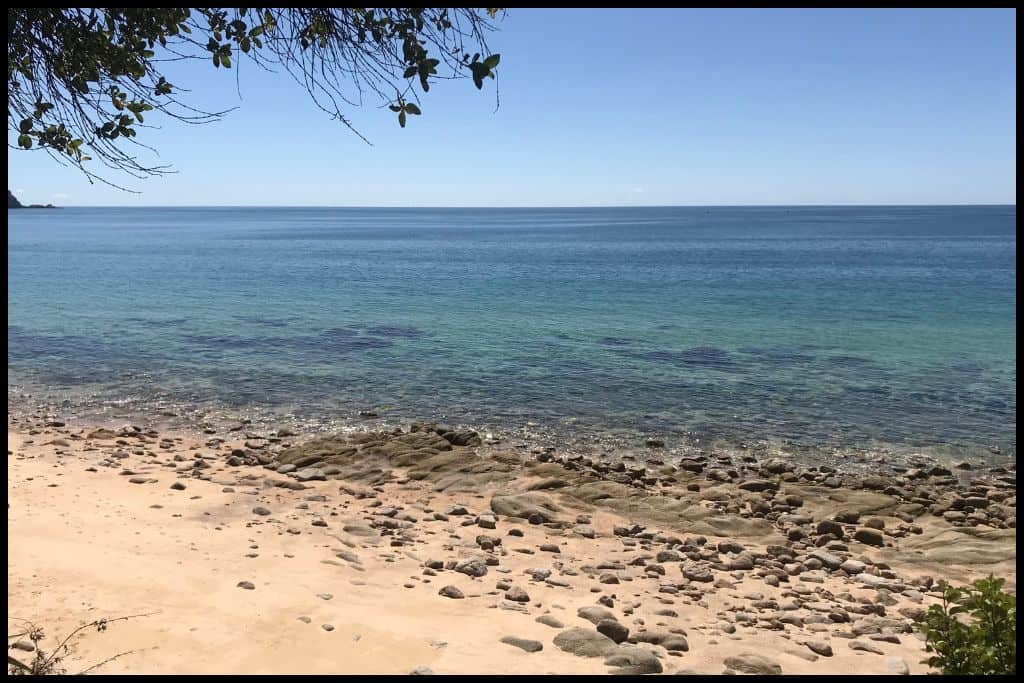 Clear waters lap onto the shores of one of the Abel Tasman National Park beaches.