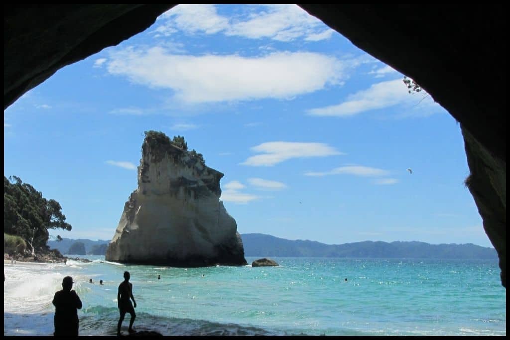 Te Hoho Rock, photographed through the Cathedral Archway at Cathedral Cove.