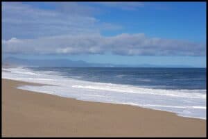 Flawless golden sand and blue, foamy surf: Scotts Beach.